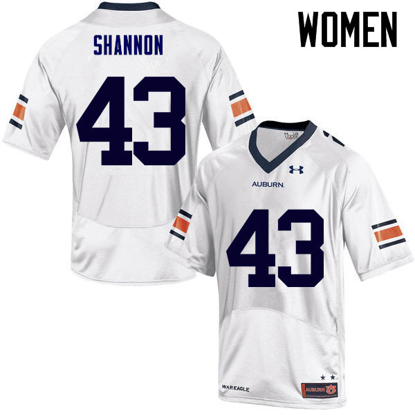 Women Auburn Tigers #43 Ian Shannon College Football Jerseys Sale-White - Click Image to Close